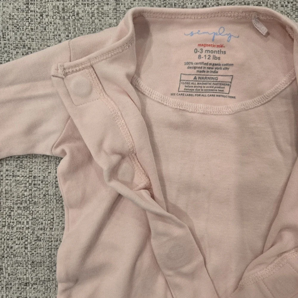 Simply Magnetic Me Pink Footie Sleeper Organic Cotton 0-3 Months